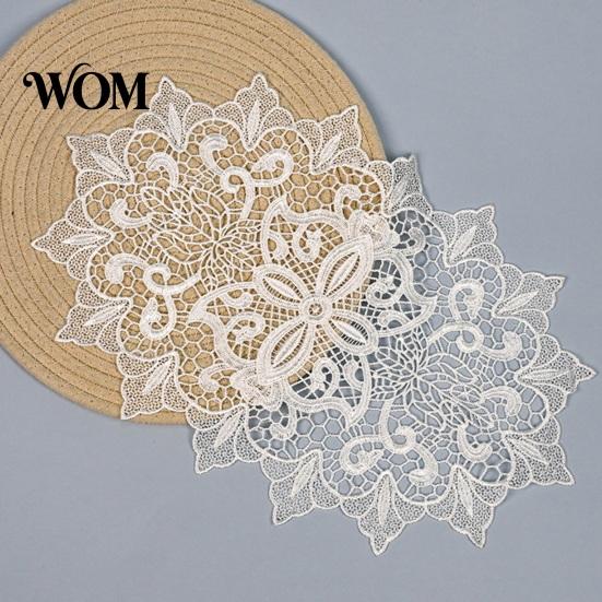 Decorative Table Covers for Weddings White Lace Doily, Elegant Retro Placemat, Embroidered Vintage Floral Doilies Tea Trays Mat, Rectangular