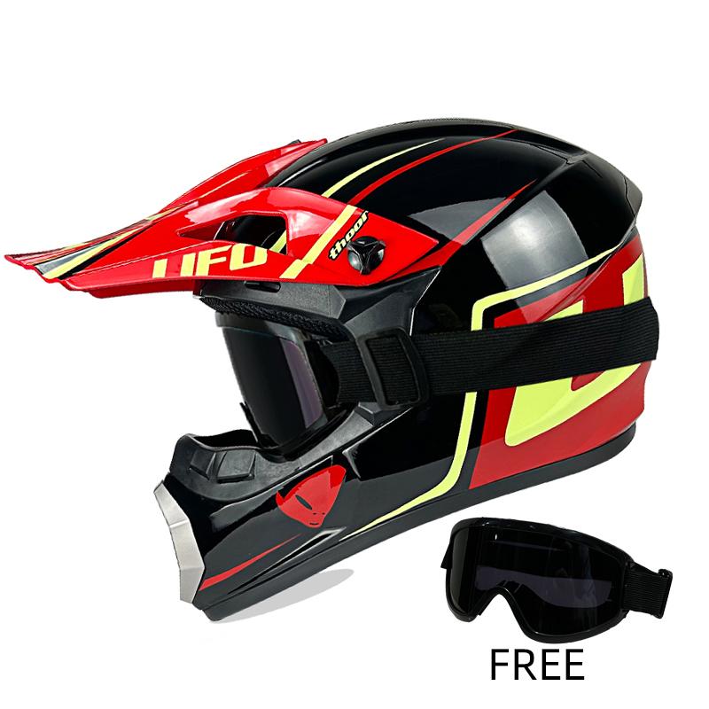 Professional Off-Road Helmet Dot Certified - Motorcycle Motocross Helmet with Goggles, Removable Liner & Lightweight Quick-Relea