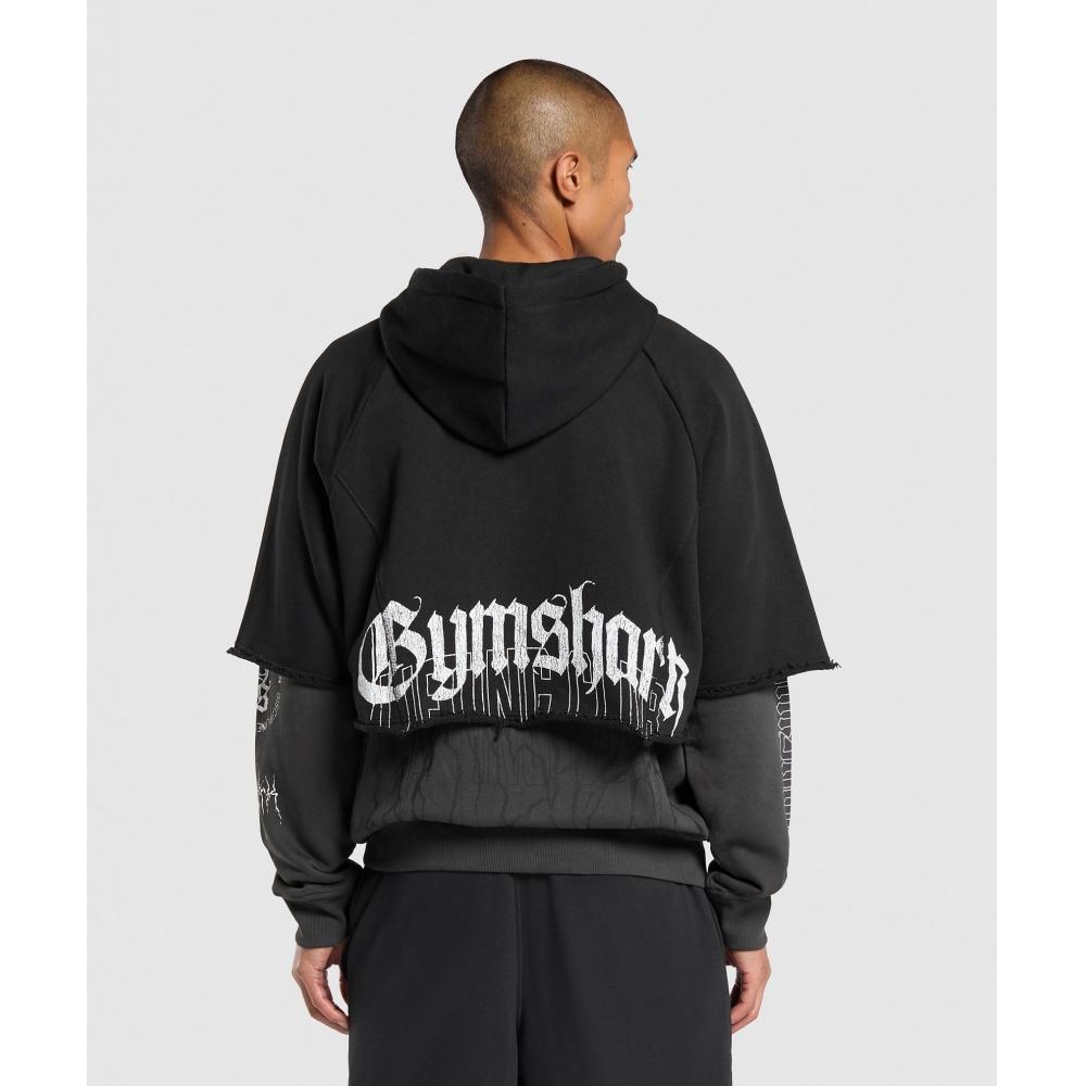 

Gymshark Многослойная толстовка с капюшоном на молнии черного цвета с серым асфальтом A1b5p Bcyl S