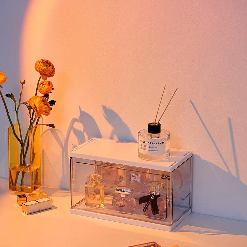 

Perfume Storage Box Dustproof Acrylic Display Cabinet Light Luxury Simple Dressing Table Cosmetic Desktop Organizer