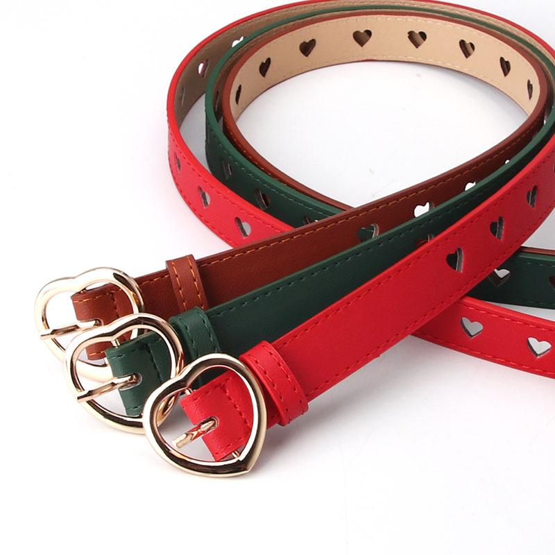 New Women's Simple and Versatile Love Hollow Belt Women's Pin Buckle Jeans Belt