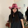 Adjustable Wide Brim Sun Hat Y2k Plaid Knight Hat Vintage Western Cowboy Hat  for Male Female