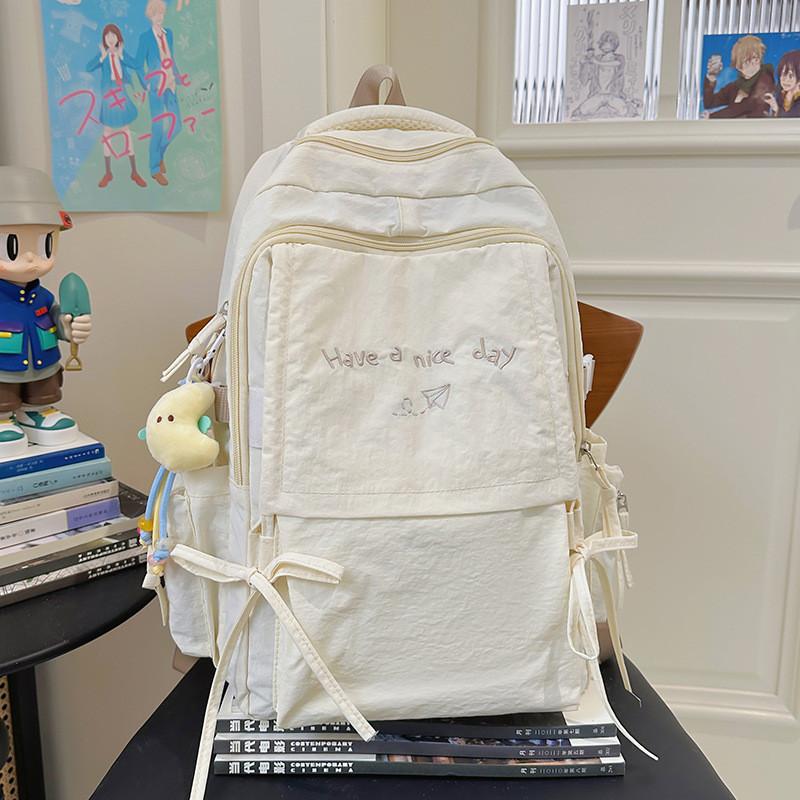 Large Capacity Nylon School Backpack For Teen Students With Antiload Burden Design For Middle School Use