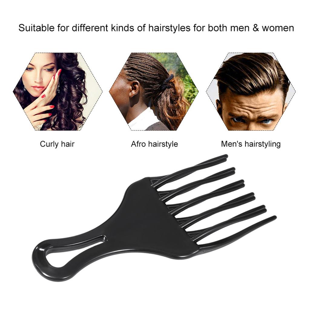 1Pc Hair Comb Insert Afro Hair Pick Comb Hair Fork Comb Plastic High & Low Gear Comb Hairdressing Styling Tool Black