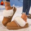 Fashion Fashion Striped Fluffy House Slippers for Women 2025 Winter Warm Plush Cotton Shoes Woman Comfort Non Slip Fur Platform Slippers