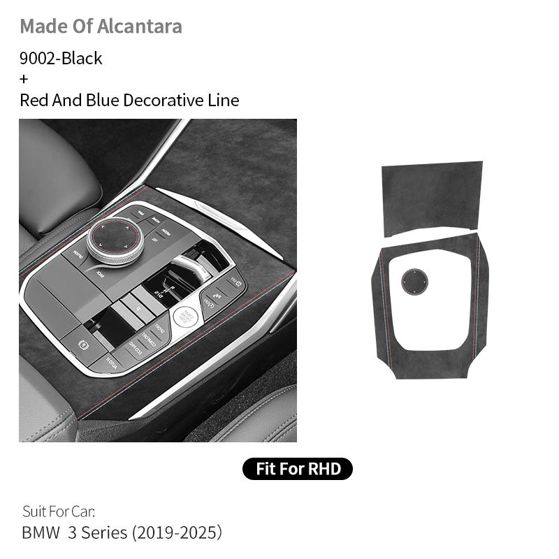 For BMW 3er G20 G21 G28 Center Console Panel and Knob Cover Trim Frame Sticker Made of Alcantara Car Interior Custom Accessories