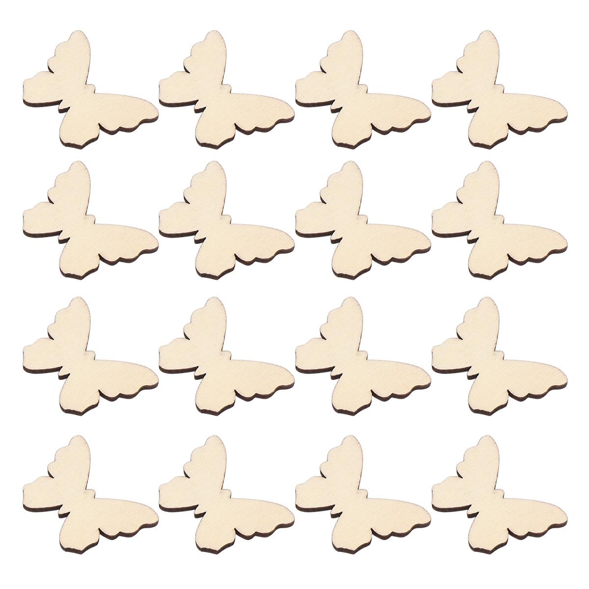 

100 шт. Декор для полок Деревянные чипсы Бабочка 100 шт. Деревянное украшение Резьба Поделки Украшение Срез Ребенок 3.50X2.60X0.20CM бежевый