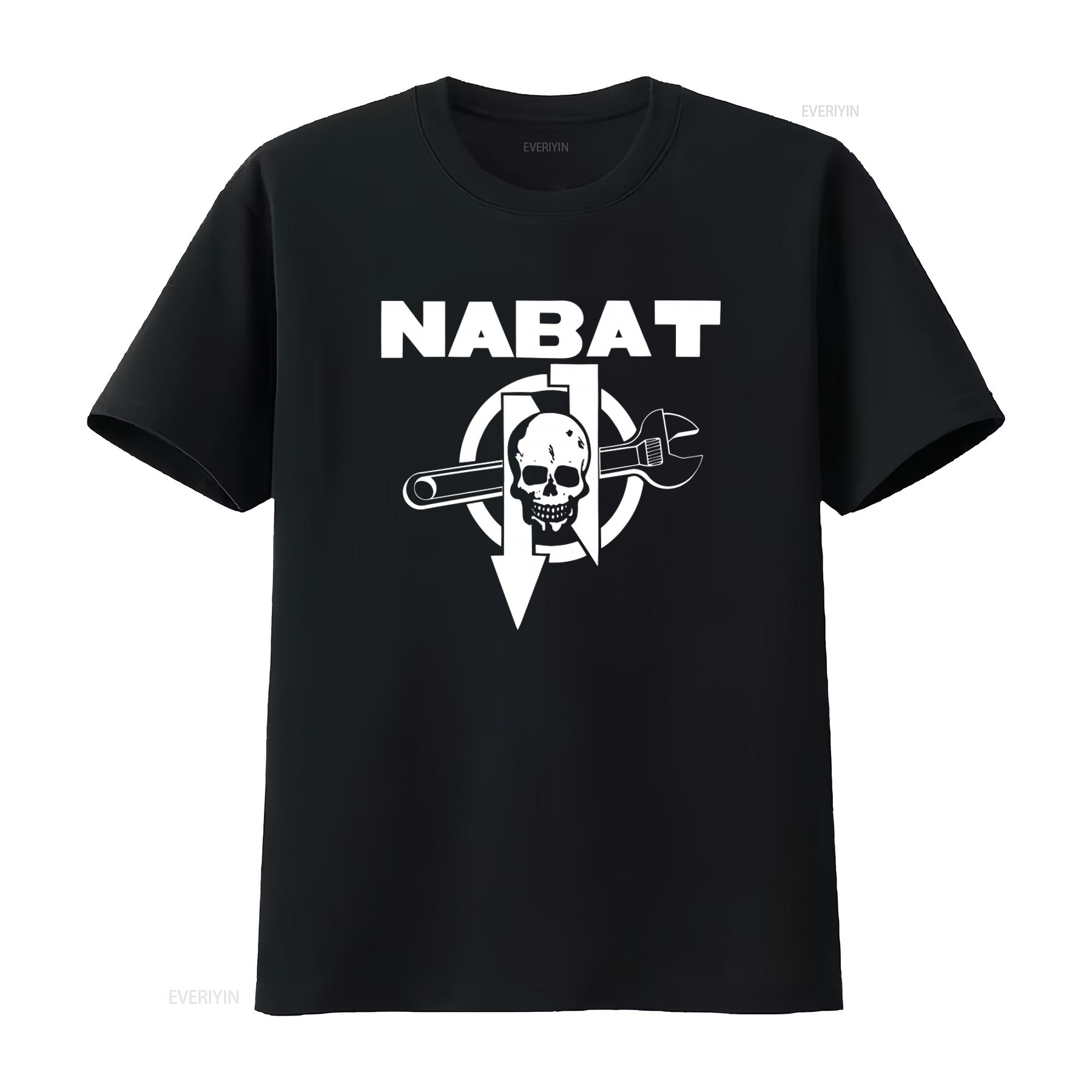 

Nabat Band Skull and Wrench T Shirt for Men Rock Style Fashion vintage Washed Breathable streetwear designer clothes homme 4XL