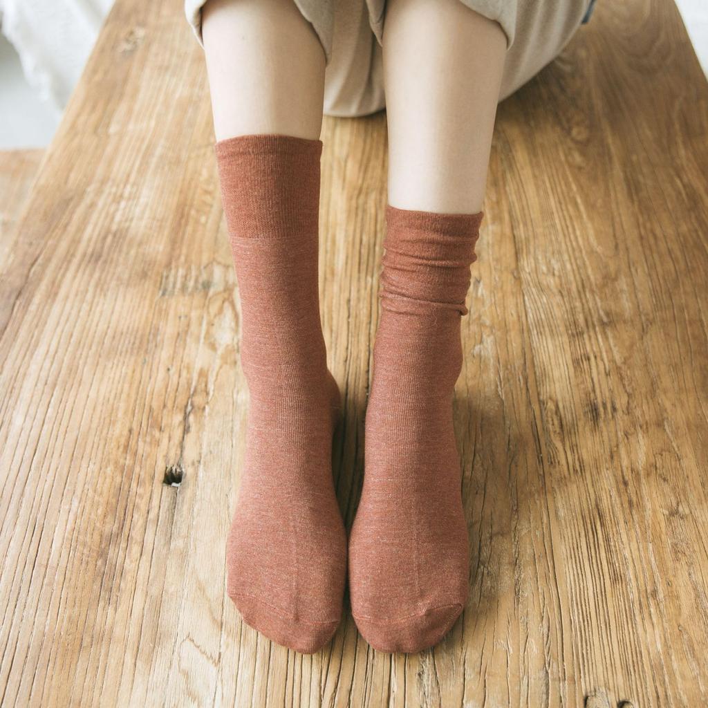Loose Solid Cold Perfect for and Cream [KYULM7] Socks, Cute, Cotton, Thick, Weather, Warm, Commuting, Spring, Autumn, Winter, Stylish, Soft, Simple,
