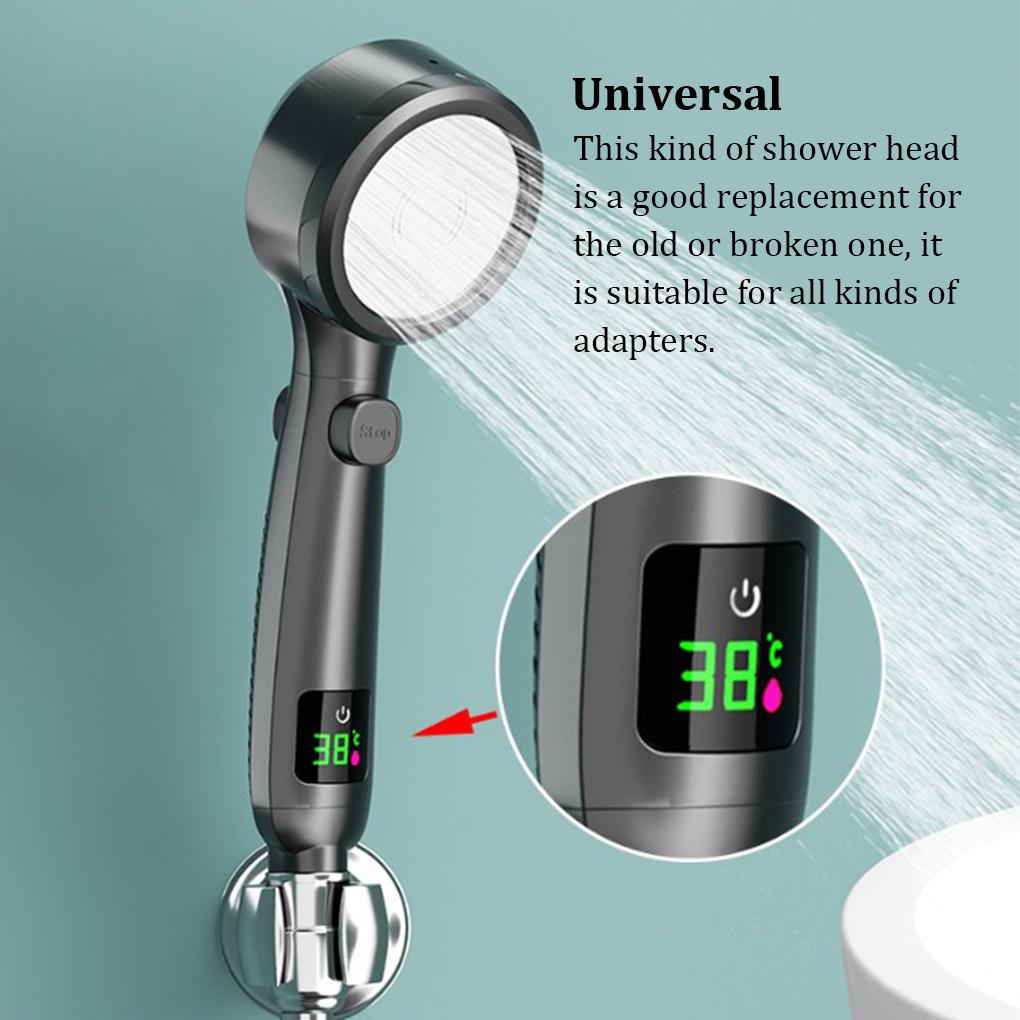 Shower Digital Temperature Display Bathroom Rainfall Spray Bath Shower Pressurized Universal Replacement Sprayer
