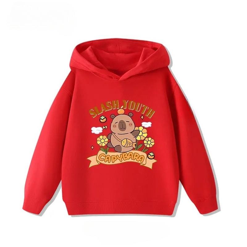 Children's Cartoon Adorable Capibara Autumn Fashion Boys Girls Loose Outdoor Street Kids Hoodies
