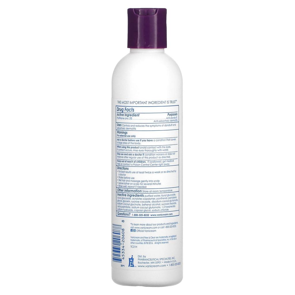 Vanicream, anti-dandruff shampoo, for sensitive skin, 8 fl oz (237 ml)
