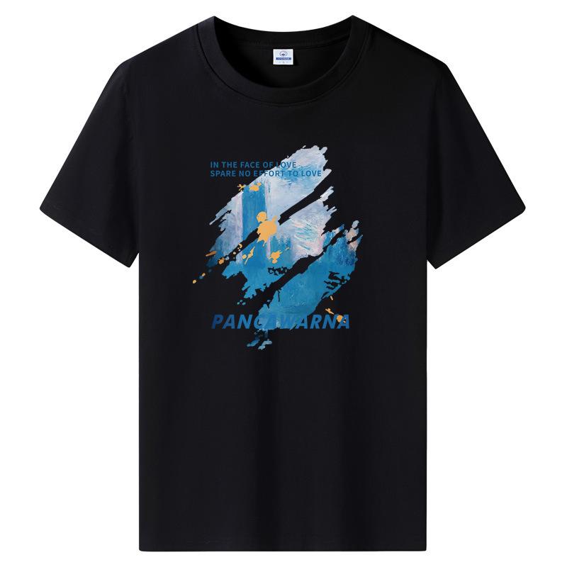 GMXIA Summer Men's Crew Neck Cotton Short Sleeve T-shirt Youth Fashion Print Loose Plus Size Trend Everything T-shirt