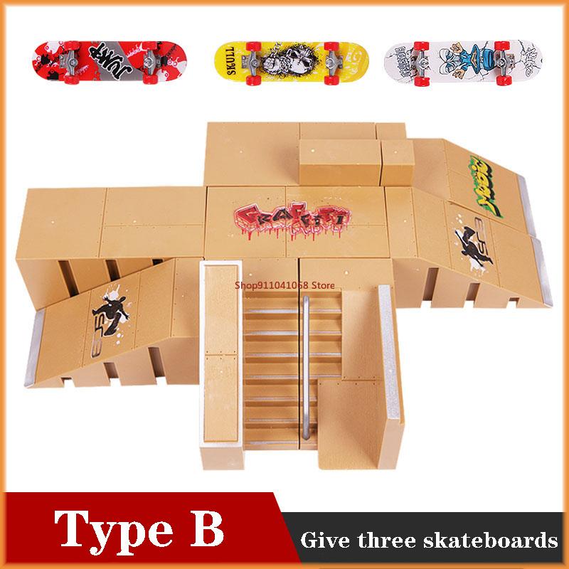 Finger Skateboards Skate Park Ramp Parts For Tech Practice Deck Children Gift Set Fingerboard Toys