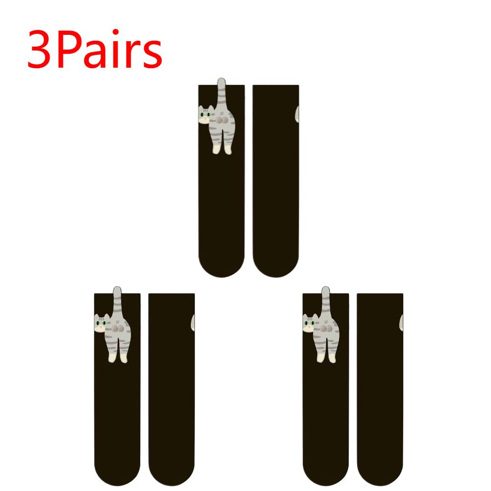 1/2 Paar Cartoon-Katzen-Socken Japanische Mittelschaft-Socken Atmungsaktive Weiche Baumwolle Schlafsocken Damen Sommer Außensocken Neuartiges Geschenk