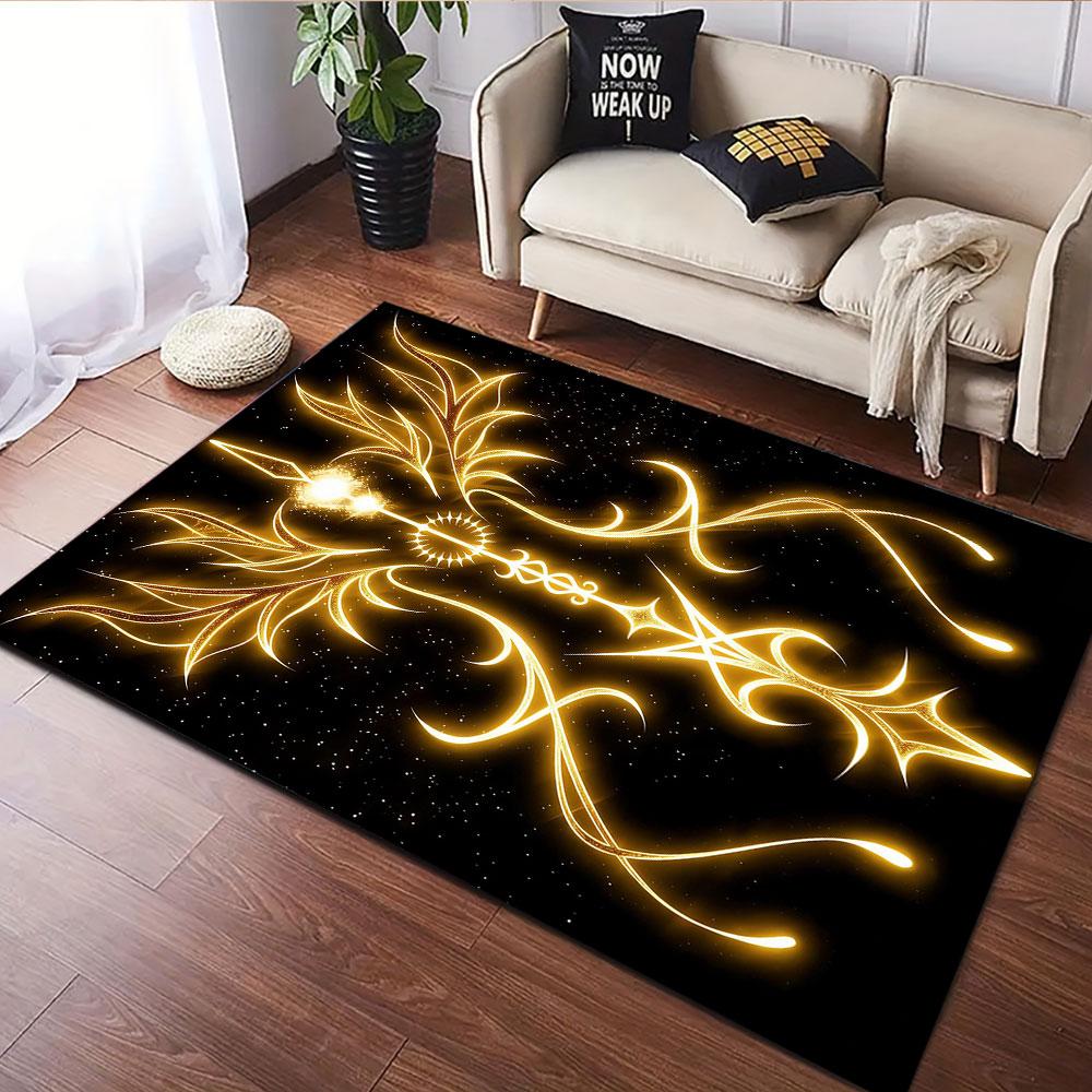 Golden Radiant Sword Design Patterned carpet, suitable as a non slip play mat for the living room and bedroom sofa