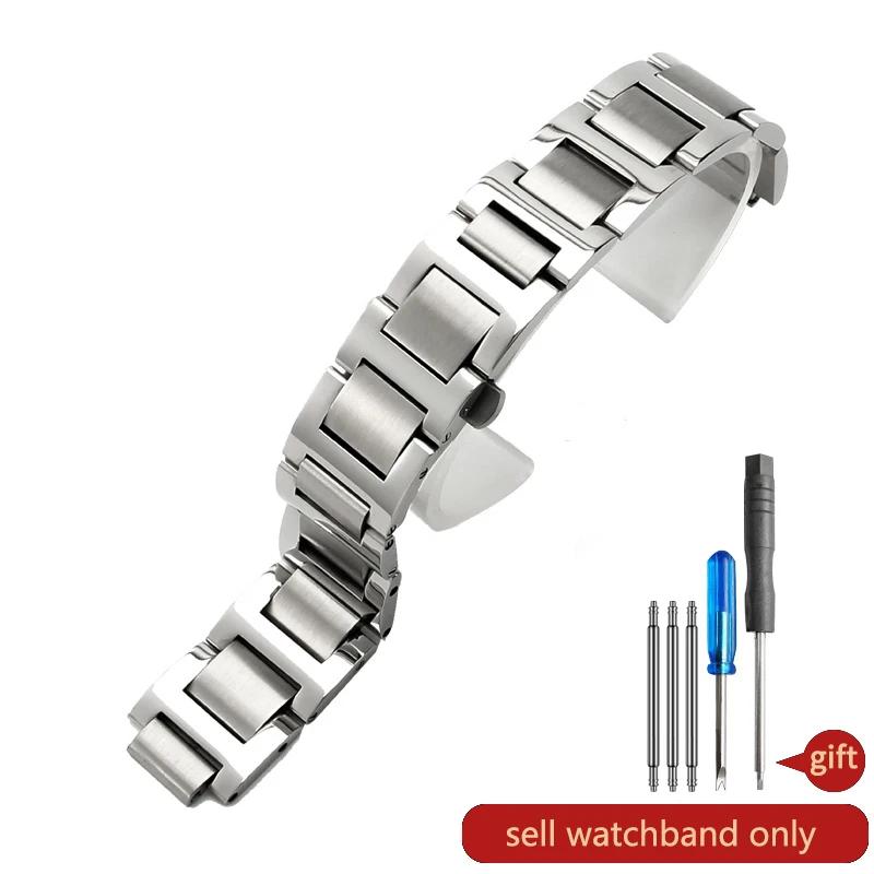 

Для Cartier Ballon Bleu De Series Водонепроницаемый Потостойкий Выпуклый Интерфейс Цельный Ремешок для Часов из Нержавеющей Стали Доступны Разные Размеры 12x20mm