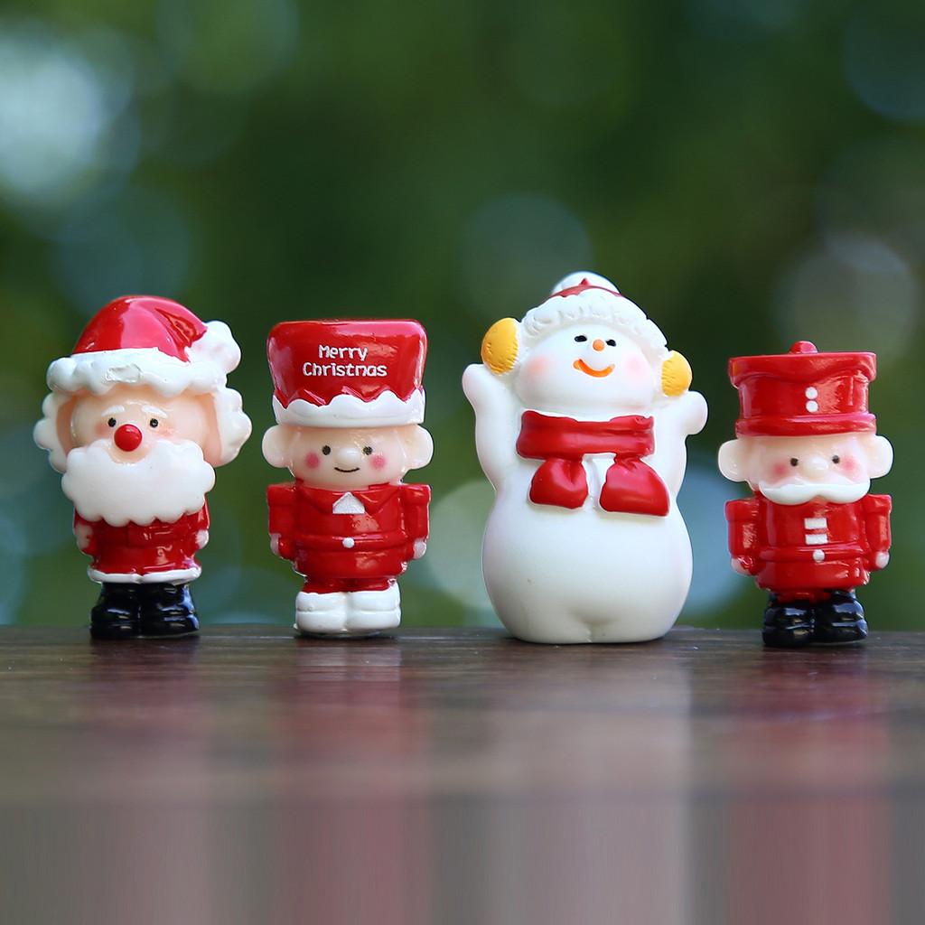 Christmas Resin Figurine Set With Snowman And Santa For Holiday Decor Party Gift