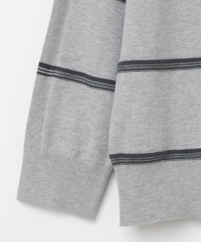 MILLO ARCHIVE Hey V-Neck Striped Knit [Melange Gray]