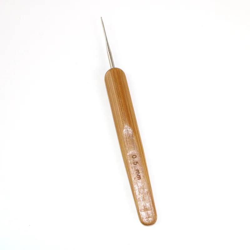 0.5mm 0.75mm 1Pc Dreadlock Needle Bamboo Handle Crochet Hook DreadsLock Hair Sewing Weaving Tool