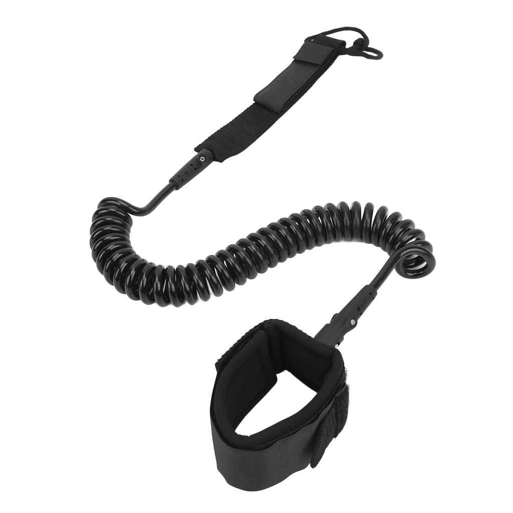 Surfboard Leash High Elasticity TPU Black Adjustable Coiled Surfing Leg Rope for Paddleboards Longboards