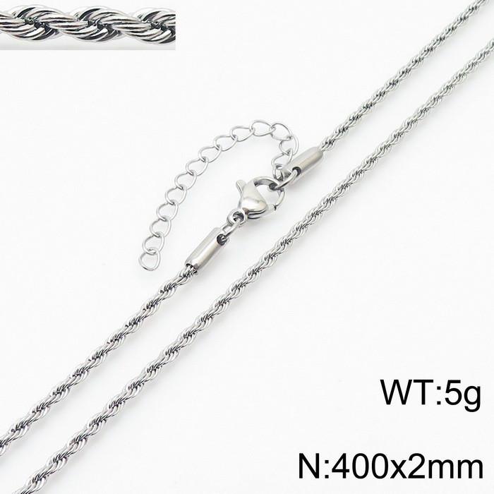 Plain Chain Bracelet, Popular Hip Hop Adjustable Twist Chain Stainless Steel Neutral Wind Necklace