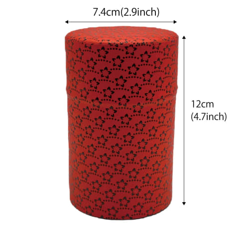 Noguchi Kumataro Tea Garden Tea Caddy, 150g, with Inden (Inden) small floral pattern, Japanese paper lining and inner lid, Made in Japan, Stylish (Red