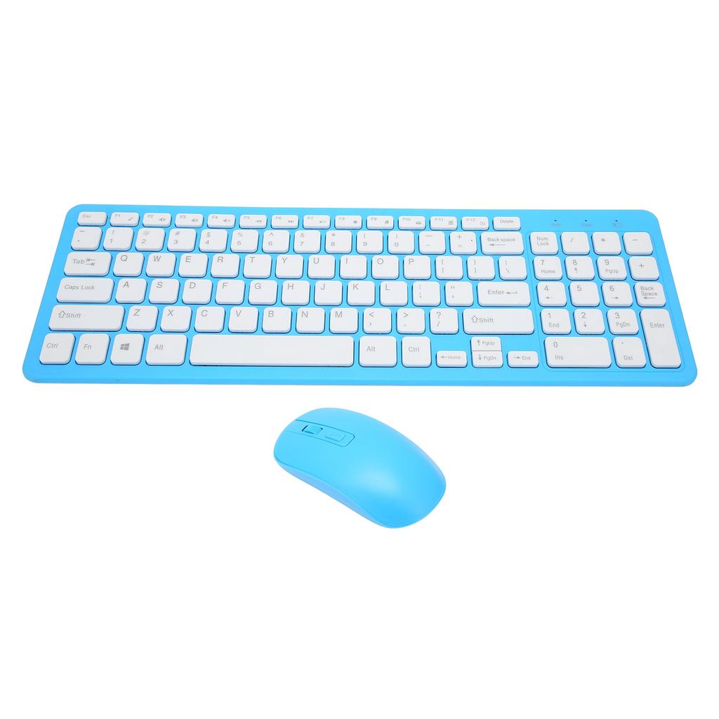 96 Key Wireless Keyboard Mouse Combo 10 Meters Transmission Fade Resistant Keyboard Mouse Combo with Nonslip Mat Blue