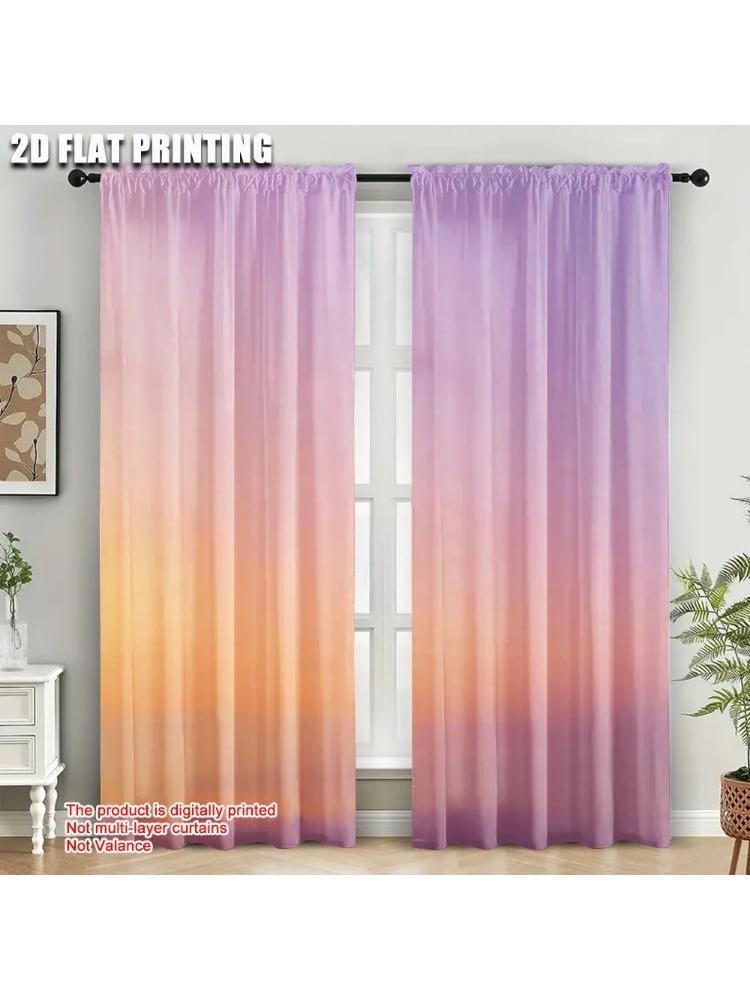 

Plane Printing Window Curtain Gradient Polyester Fabric Without Rod Decorations Outdoor Living Room Bedroom Ideal For Sitting W100*H70(CM)-Grommet top&1PCS