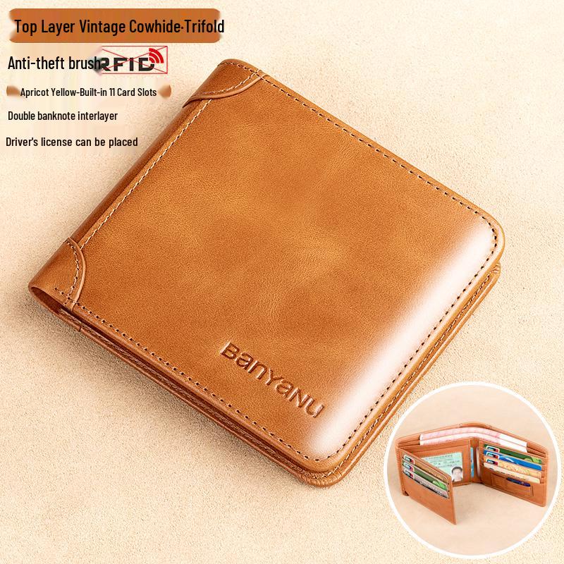 Herren 2025 Neuer Stil Rindsleder Geldbörse mit Geldklammer und Führerscheinfach