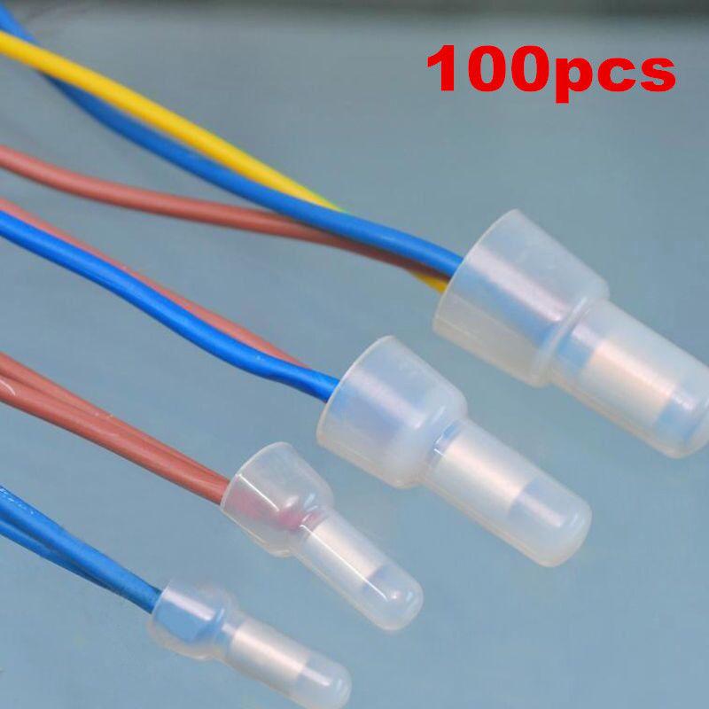 100Pcs Insulated Bullet Butt Crimp Terminal Electrical Wire Connectors AWG 22-10