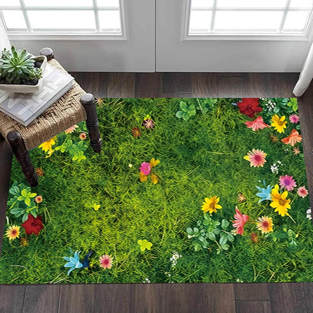 Vintage Floral Wall Mural Decoration,Carpet,Living Room,Bedroom, Non-slip,Square rug