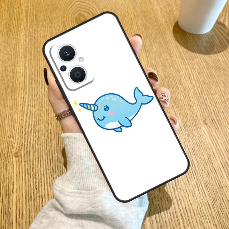 Cute Sea Narwhal Quotes Funda For OPPO Reno 12F 11F 13F 14F 8T 8 Lite 10 11 12 13 14 OPPO Find X8 X6 X5 X9 Pro Case