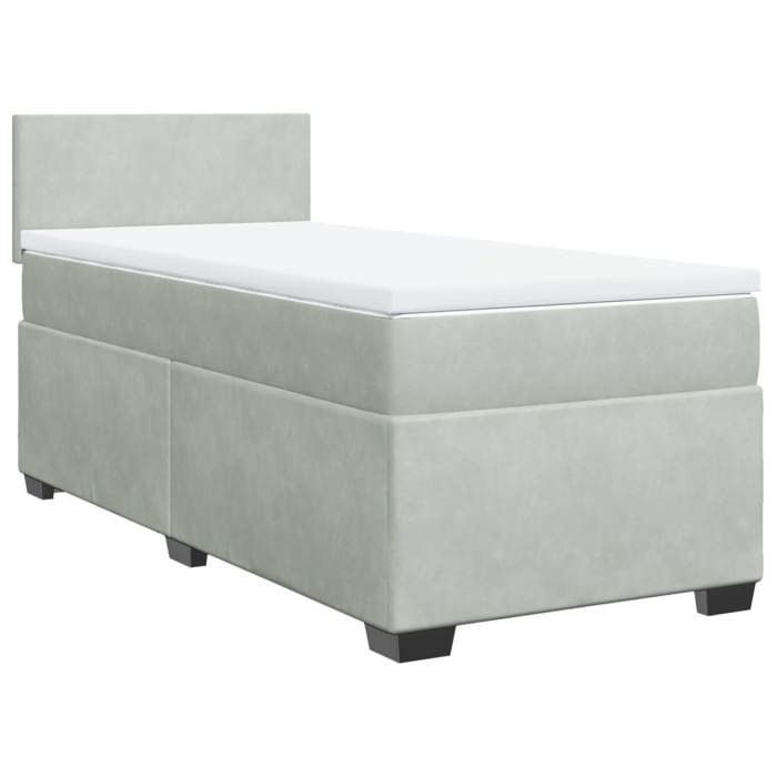 VidaXL Slatted Bed Base and Mattress Light Grey 90x190 Cm Velvet, Bed, Platform Bed, Panel Bed, Furniture of 3288480