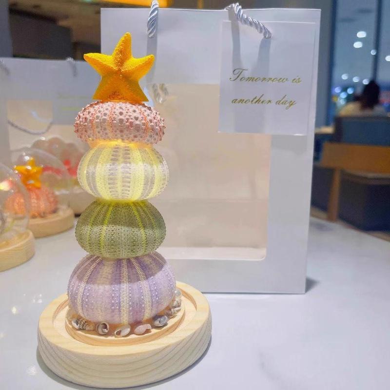 Sea Urchin Shell Jellyfish Night Light: Heart-Shaped Ornament for Mother's Day or Birthday