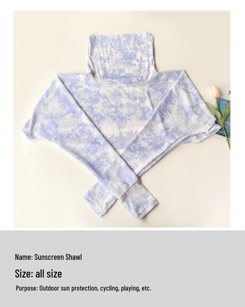 Women's UV Protection Shawl with Integrated Long-Sleeve Covers and Face Mask for Sun Protection