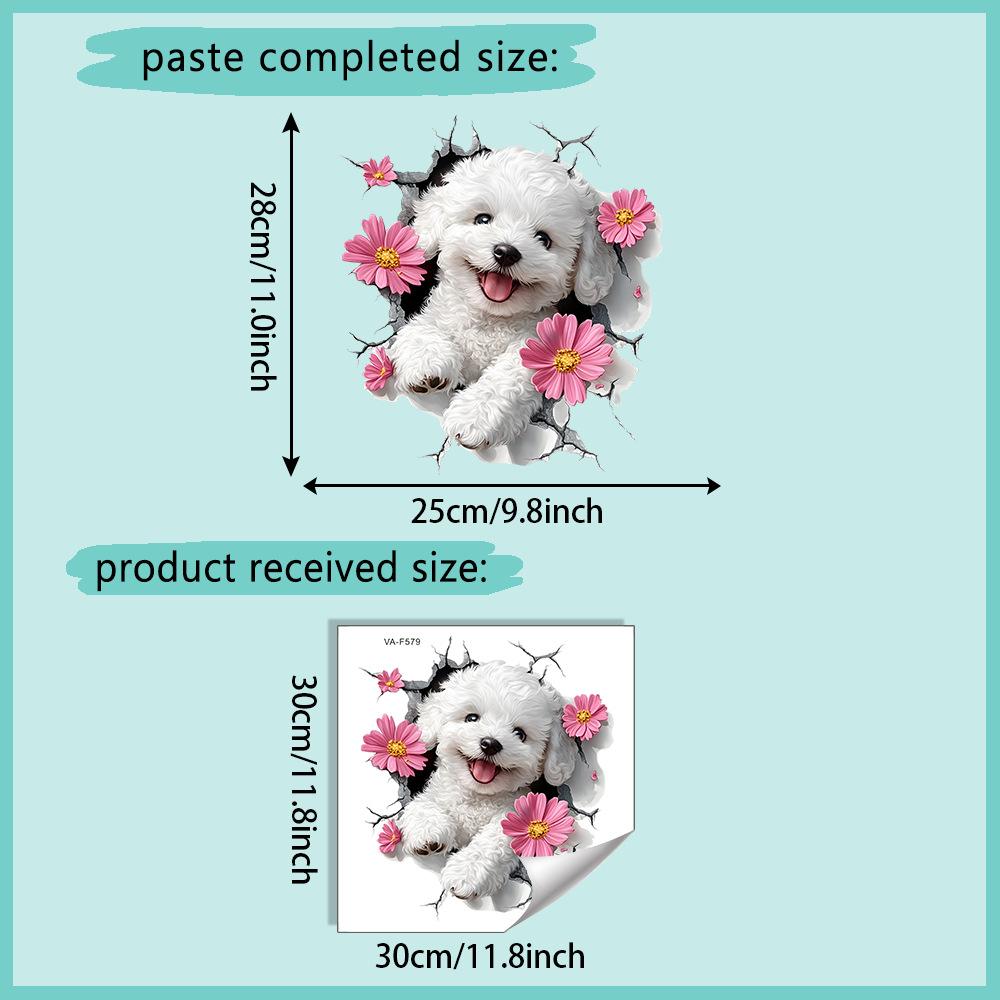 

Lovely Dog & Floral Pattern Wall Decals Self-Adhesive Sticker for Living Room Bedroom Entryway Decor 30x30cm