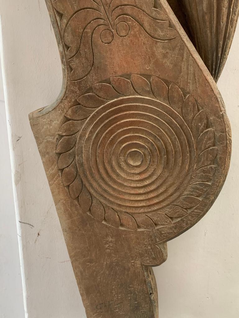 Antique Carved Wood Elephant Wall Panel: Rustic Indian Decor