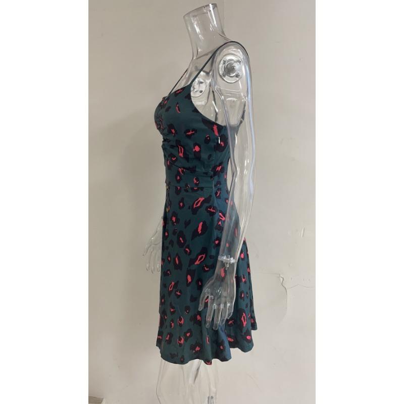 GMXIA Rochie sexy cu halter, primăvară și vară, mărime mare, imprimată cu imprimeu floral, fustă scurtă medie