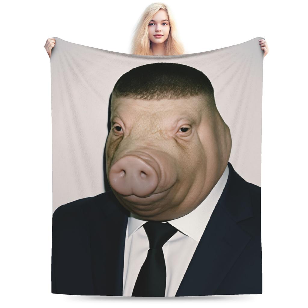Soft Warm Blanket Kids Airplane Travel John Pork Is Calling Throw Blanket Flannel Bedspread For Couch Chair Novelty Sofa Bed