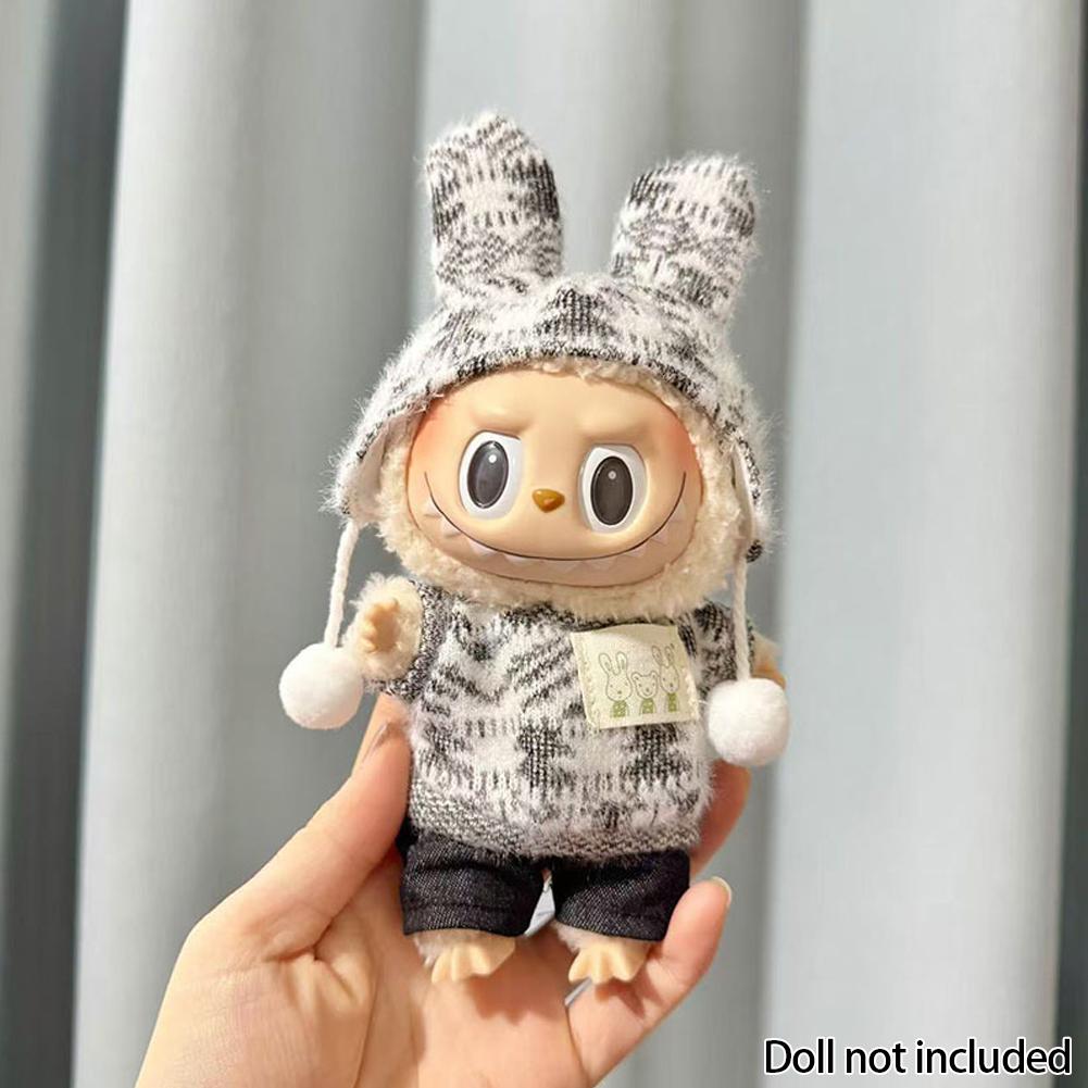 

Для 17 см Labubu Одежда Кулон Labubu Сидящий Вечеринка Жаккардовый Комплект из двух предметов Аксессуары для кукол Милое украшение Маленькая одежда 04#