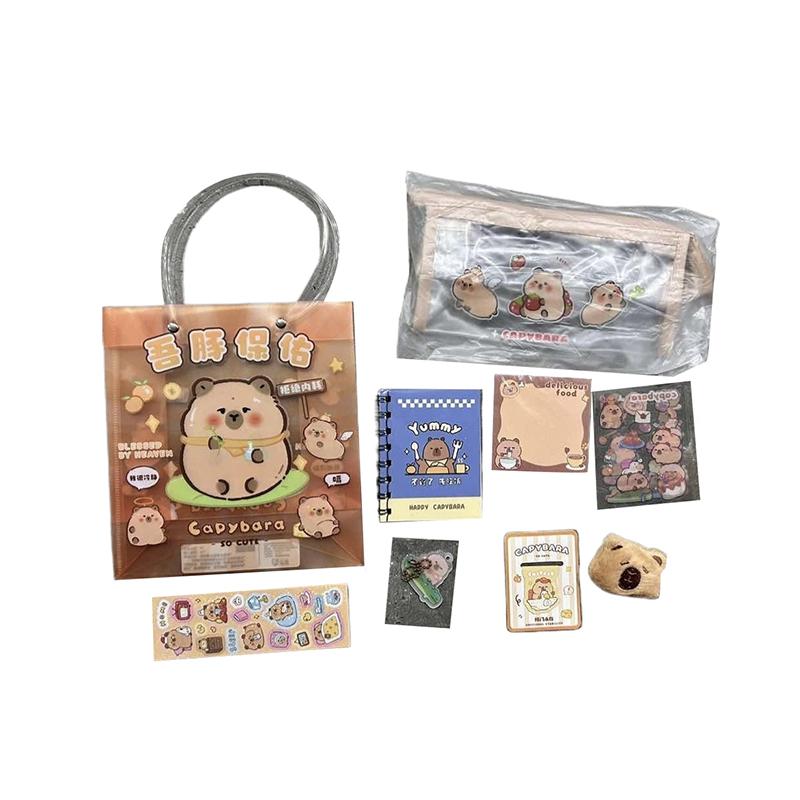 1Set Kawaii Capybara საკანცელარიო ნივთების ნაკრები მულტფილმი საყვარელი ხელჩანთა საკანცელარიო ნივთების ნაკრები საოფისე სასკოლო ნივთები სტუდენტური საკანცელარიო ნივთები დაბადების დღის საჩუქრები