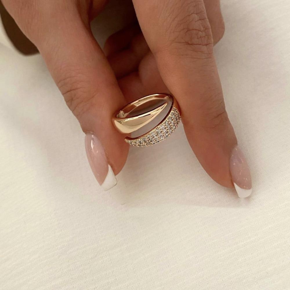 Fashion Irregular Geometry Full of Zircon Rings Personality Multilayer Index Finger Ring for Women Charm Jewelry Accessory Gifts