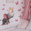 Adorable Cartoon Elephant with Pink Butterflies Wall Stickers, Whimsical Wall Art for Girls Bedroom, Kids Room and Living Room Decor