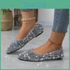 Shoes Flat Woman Arrival New Fashion Bling Shine Silver Pointed Toe Ballerina Flats Comfortable Casual Women Shoes