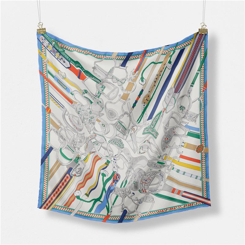 

Twill Silk Scarf Women Saddle Melt Print Square Scarves Wraps Bandana Small Hijab Silk Foulards Tie Headband Neckerchief 53CM 53CM x 53CM