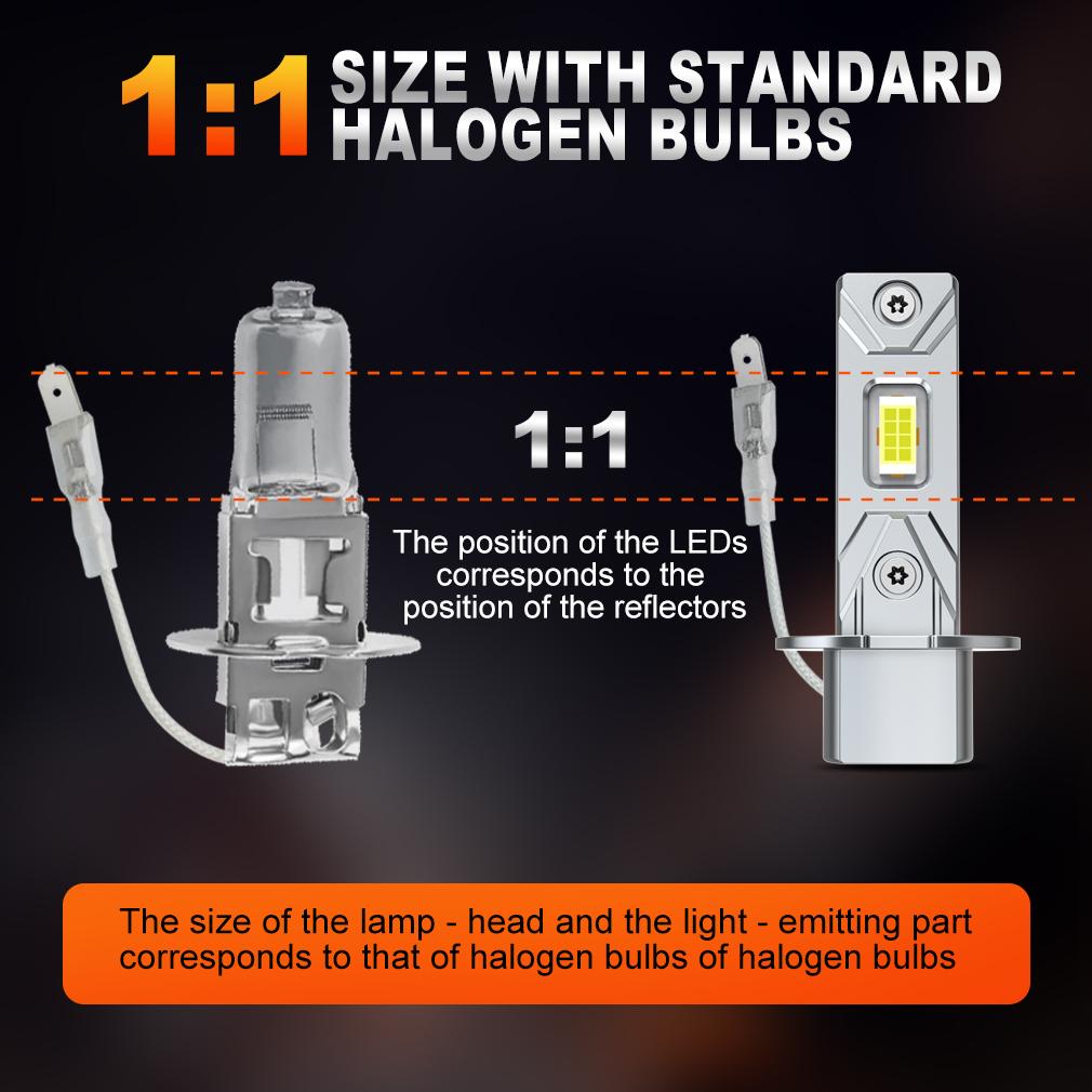 2 Stück 12000LM H3 LED Nebelscheinwerferlampen Mini H3 LED Nebellampe 30W 16Core CSP für Auto Lüfterlos Tagfahrlicht Auto Tagfahrleuchten 12V 6500K Weiß