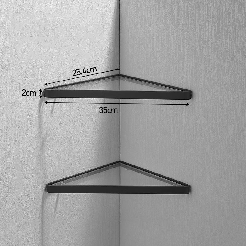Nickel/Black Bathroom Corner Rack 304 Stainless Steel Shower Room Glass Shelf Wall-mounted Bath Storage Rack Triangle Rack