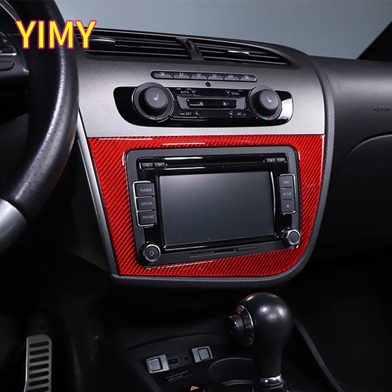 Soft Carbon Fiber Car Door Lock Gear Shift Central Control Gear Panel Decoration Sticker Suitable for Seat Leon MK2 2008-2012