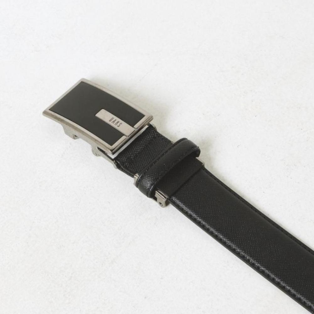 Daks Black Check Pattern Silver Point Matte Buckle Cowhide Automatic Belt